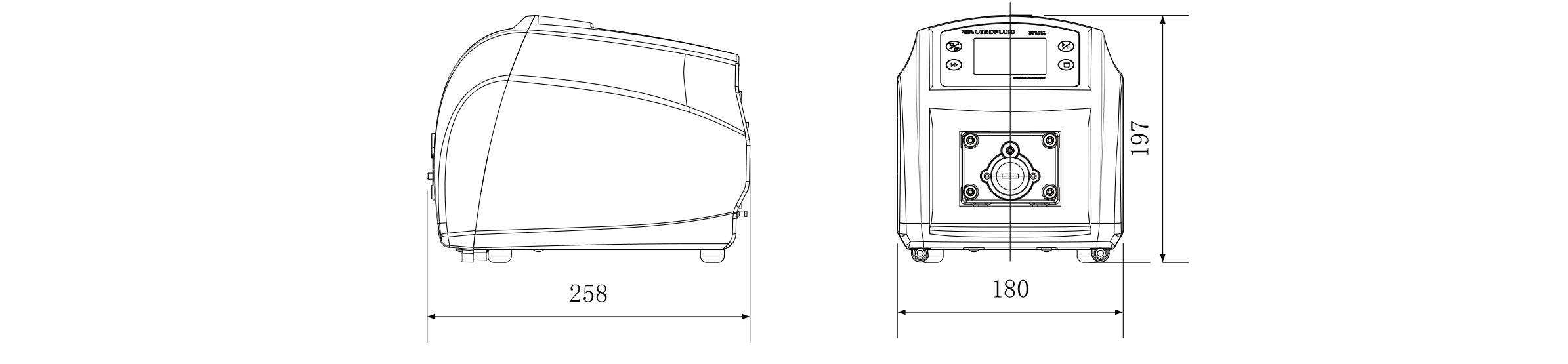 Габаритный чертеж перистальтического насоса Lead Fluid BT101L