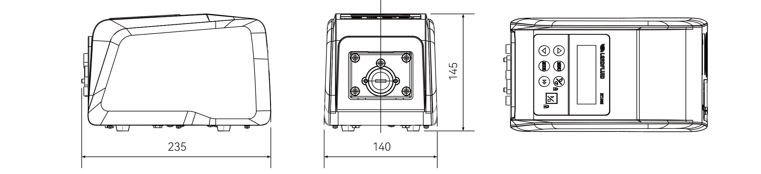 Габаритный чертеж перистальтического насоса Lead Fluid BT103S